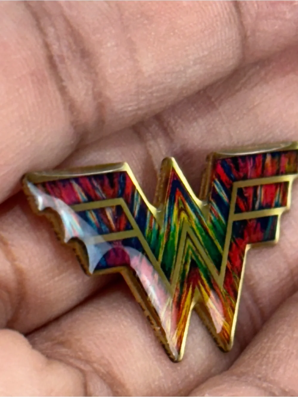 Multicolor Wonder W Logo Enamel Pin - Gold Trim